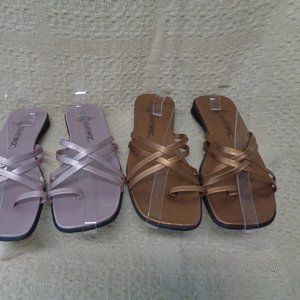 Golden sandals  BOGO Simply Basic strappy sandals unworn  lavender sandal